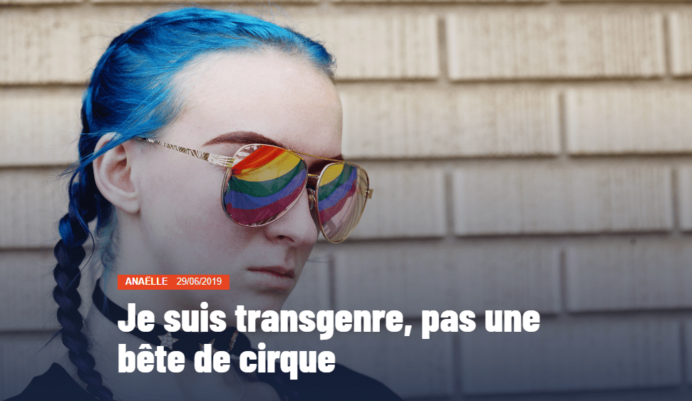 Capture d'écran de la miniature de l'article "Je suis transgenre, pas une bête de cirque"