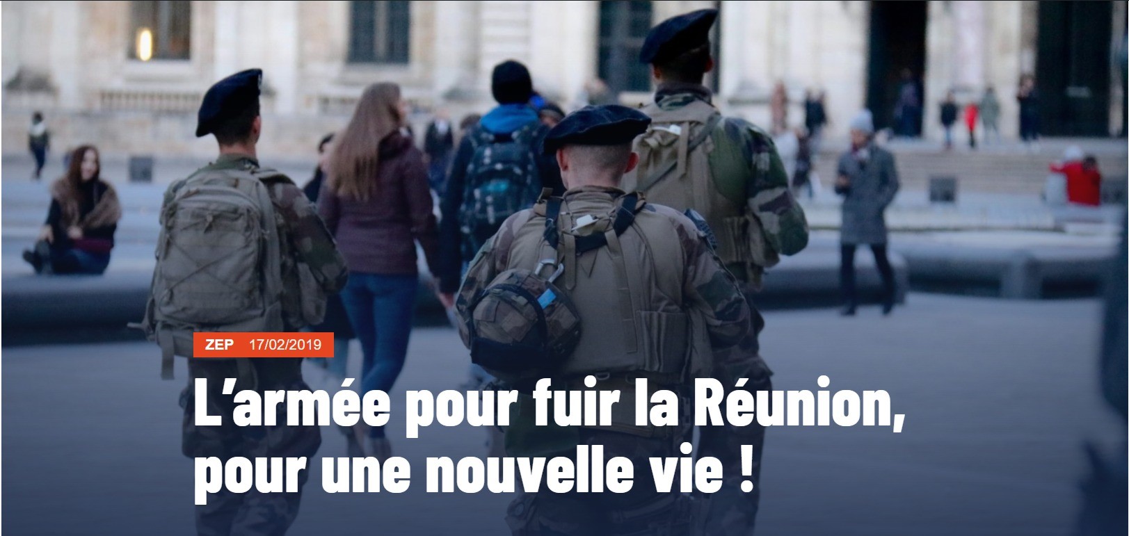 Capture d'écran de l'article "L'armée pour fuir la Réunion, pour une nouvelle vie !"