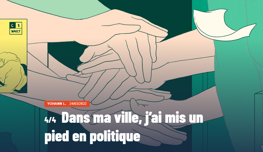 Capture d'écran du quatrième et dernier article de la série : "Dans ma ville, j'ai mis un pied en politique".