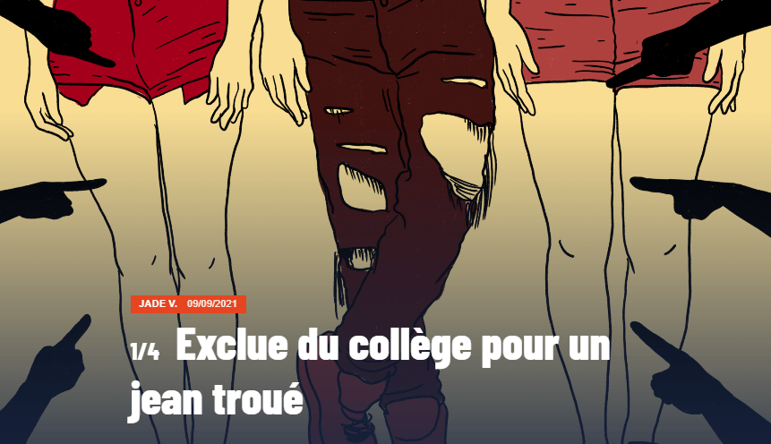 Capture d'écran de la miniature de l'article "Exclue du collège pour un jean troué".